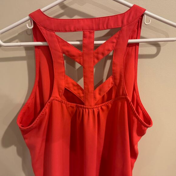 Mossimo Strappy Back Asymmetrical Orange Shift Tank Dress Size Medium - Picture 7 of 8